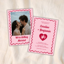 Retro Golf Kader Rood Roze Cupido Hart Trouwen