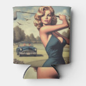 Retro Golf Meisje Blikjeskoeler (Voorkant)