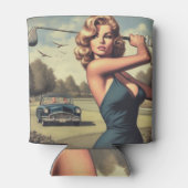 Retro Golf Meisje Blikjeskoeler (Achterkant)