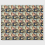 Retro Golf Meisje Cadeaupapier (Vlak)