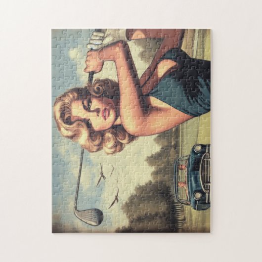 Retro Golf Meisje Legpuzzel (Verticaal)