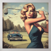Retro Golf Meisje Poster (Voorkant)