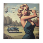 Retro Golf Meisje Tegeltje (Voorkant)