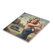 Retro Golf Meisje Tegeltje (Zijkant)