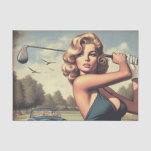 Retro Golf Meisje Tissuepapier