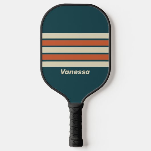 Retro golf over strepen met naam pickleball paddle (Voorkant)