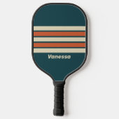 Retro golf over strepen met naam pickleball paddle (Achterkant)