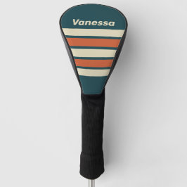 Retro golf over striping met naam golfheadcover