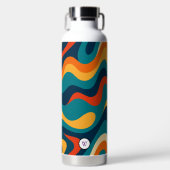 Retro Golf Patroon Modern Abstract Waterfles (Voorkant)