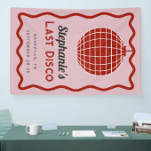 Retro golf Pink en Rood Laatste Disco vrijgezellen Spandoek (Beurs)
