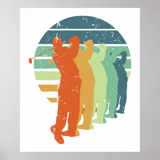 Retro Golf Player, Golfer, Golfende Sportfort Gift Poster (Voorkant)