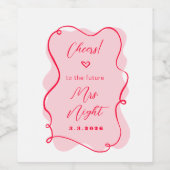 Retro golf roze en rood vrijgezellenfeest Cheers Wijn Etiket (Enkel label)