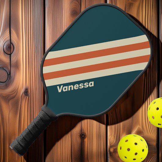 Retro Golf Strepen met Naam Pickleball Paddle