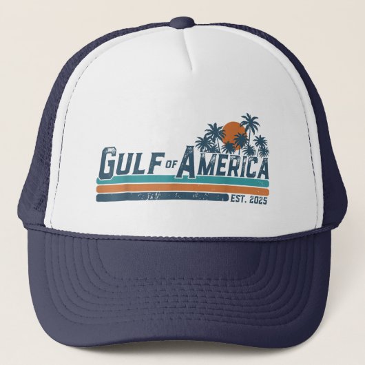 Retro Golf van Amerika 2025 Amerikaanse vlag Golf Trucker Pet (Voorkant)