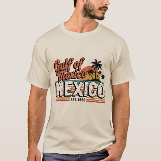 Retro  Golf van Amerika en Golf van Mexico T-shirt (Voorkant)