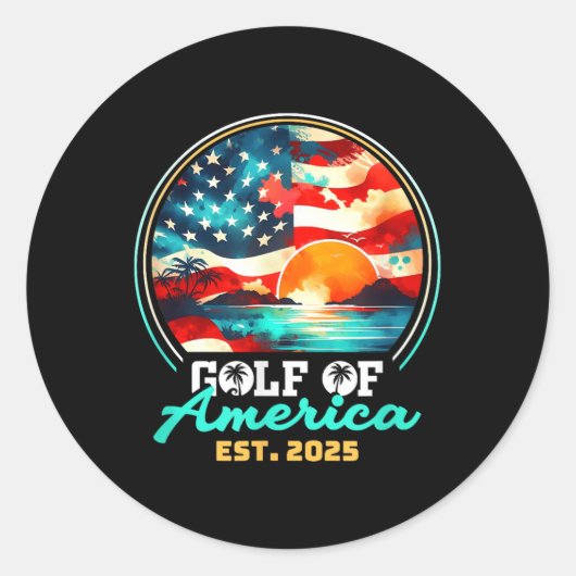 Retro Golf van de VS Amerika EST 2025 Amerikaanse Ronde Sticker (Voorkant)