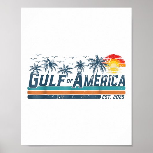 Retro Golf van de VS Amerika EST 2025 Golf Mexico Poster (Voorkant)