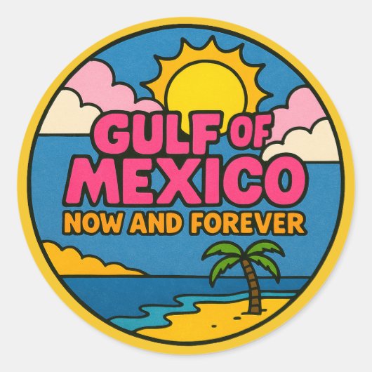 Retro Golf van Mexico Beach Zomer Ronde Sticker (Voorkant)