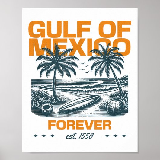 Retro Golf van Mexico Est 1550 Forever Beach Golf  Poster (Voorkant)