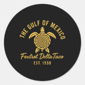 Retro Golf van Mexico EST 1550 Foxtrot Delta Taco Ronde Sticker (Voorkant)