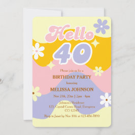 Retro golfbeweging Groovy bloem Hallo 40e verjaard Kaart