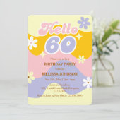Retro golfbeweging Groovy Bloem Hallo 60ste verjaa Kaart (Staand voorkant)