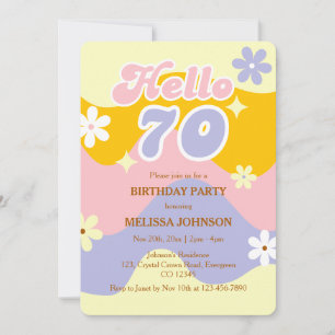Retro golfbeweging Groovy Bloem Hallo 70ste verjaa Kaart