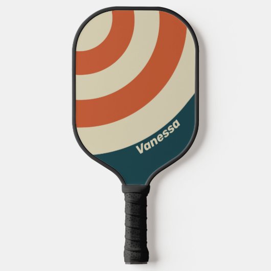 Retro Golfcirkel Streep met Naam Pickleball Paddle (Voorkant)