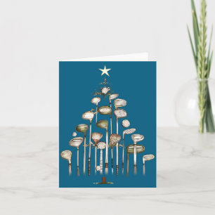 Retro Golfclub Kerstboom Golfen Kerstman Golfer Kaart