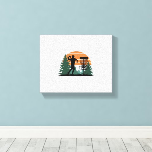 Retro  golfdisc spelen canvas afdruk (Insitu (Houten vloer))