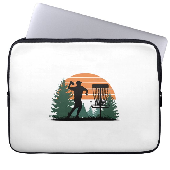 Retro  golfdisc spelen laptop sleeve (Voorkant)