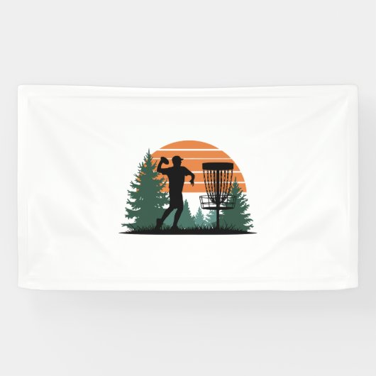 Retro golfdisc spelen spandoek (Horizontaal)