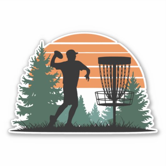 Retro  golfdisc spelen sticker (Voorkant)