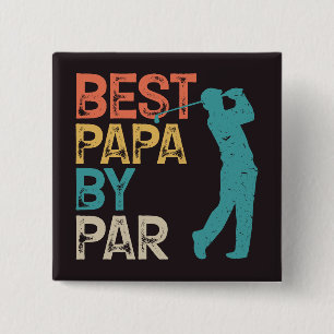 Retro Golfer - Best Papa by Par Vierkante Button 5,1 Cm