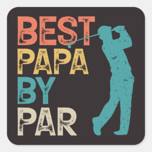 Retro Golfer - Best Papa by Par Vierkante Sticker