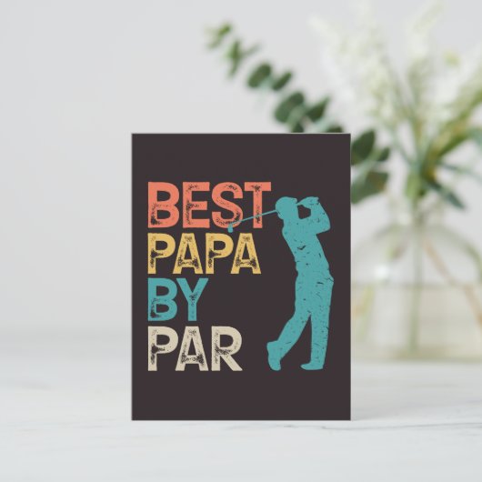 Retro Golfer - beste papieren van pas Briefkaart (Staand voorkant)