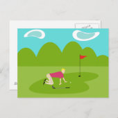 Retro Golfer Briefkaart (Voorkant / Achterkant)
