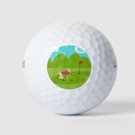 Retro Golfer Golf Ball Golfballen (Voorkant)