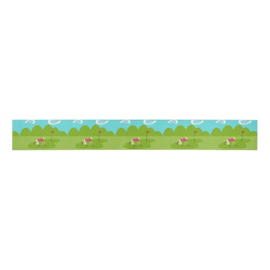 Retro Golfer Grosgrain Ribbon Grosgrain Lint (Voorkant)