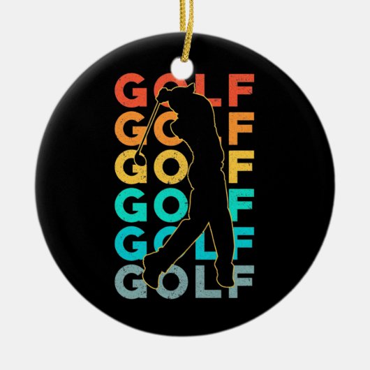 Retro Golfer Keramisch Ornament (Voorkant)
