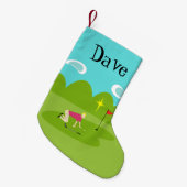 Retro Golfer-kerststopzetting Kleine Kerstsok (Voorkant (Hangend))