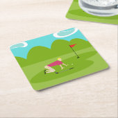 Retro Golfer papier Onderzetter (Schuin)