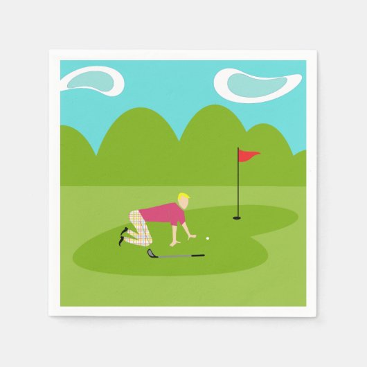Retro Golfer papieren servetten (Voorkant)