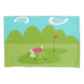 Retro Golfer Pillowcase Kussensloop (Voorkant)
