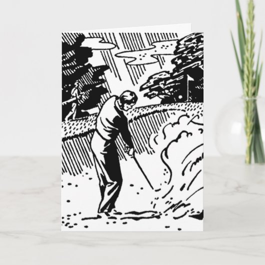 Retro Golfer Sand Trap Birthday Kaart (Voorkant)