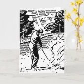 Retro Golfer Sand Trap Birthday Kaart (Gele Bloem)