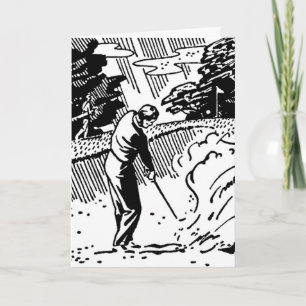 Retro Golfer Sand Trap Birthday Kaart