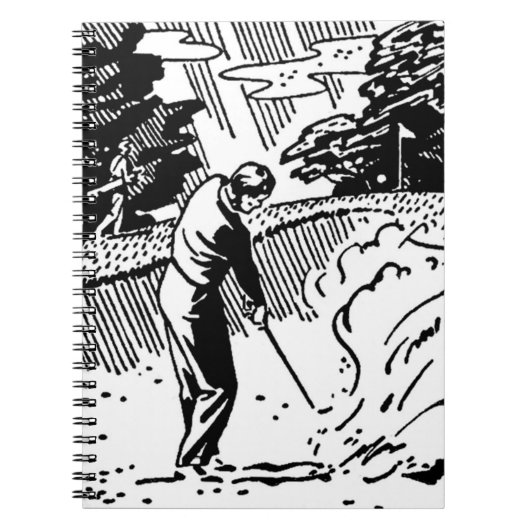 Retro Golfer Sand Trap Notitieboek (Voorkant)