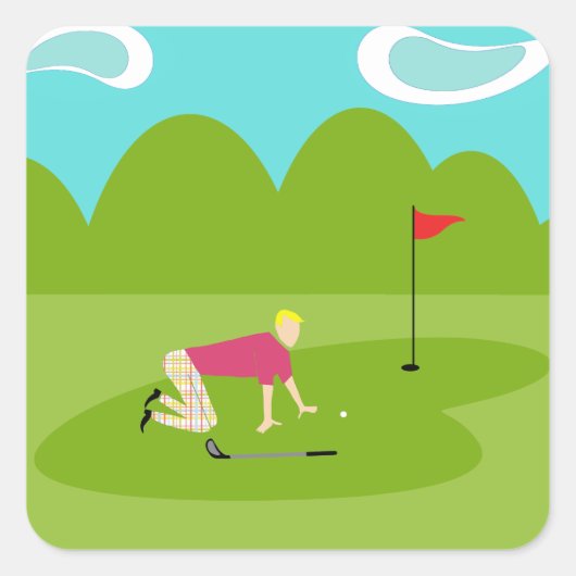 Retro Golfer Stickers (Voorkant)