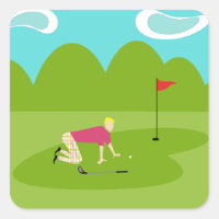 Retro Golfer Stickers